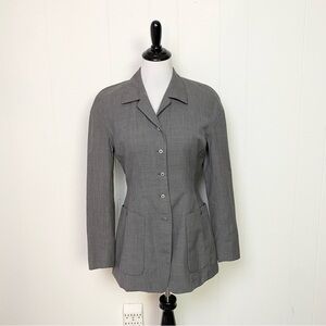 Vintage Tahari Wool Womens Blazer Gray Size 6 Poetcore Academia Fitted